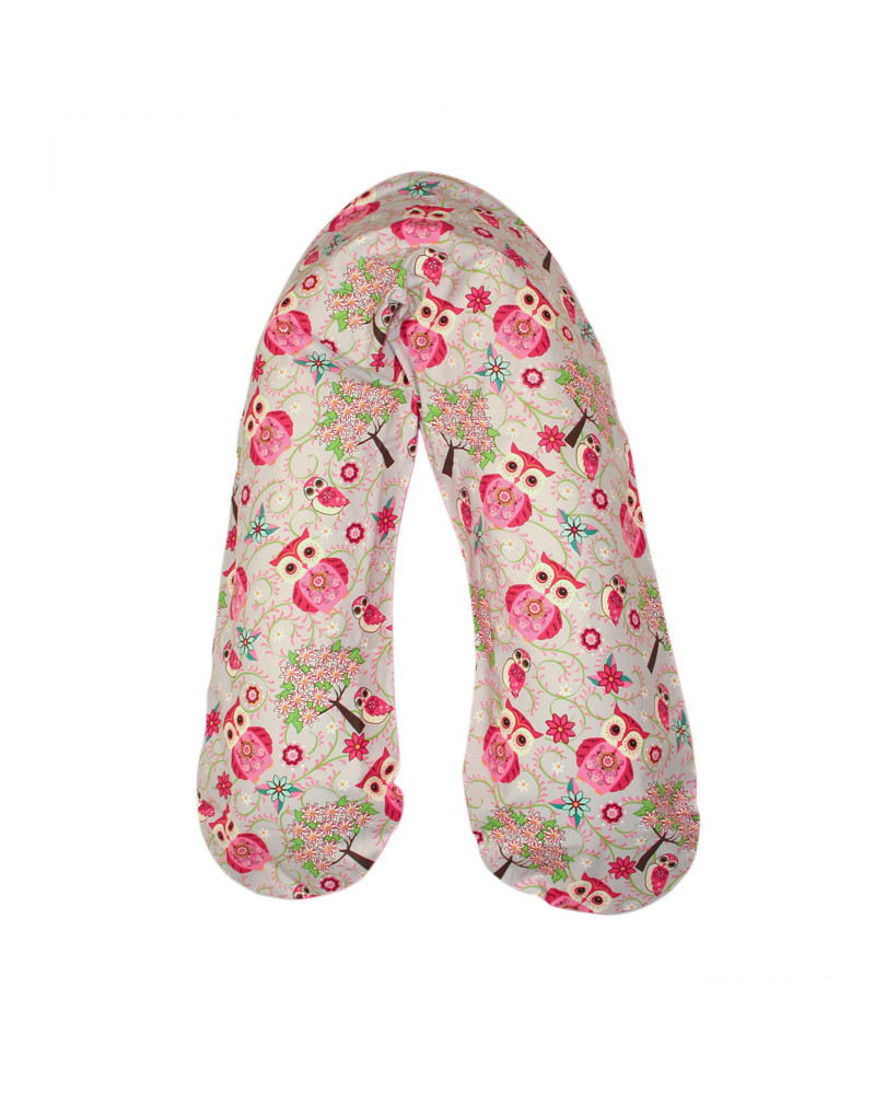 Housse pour coussin d'allaitement hibou rose Noenza