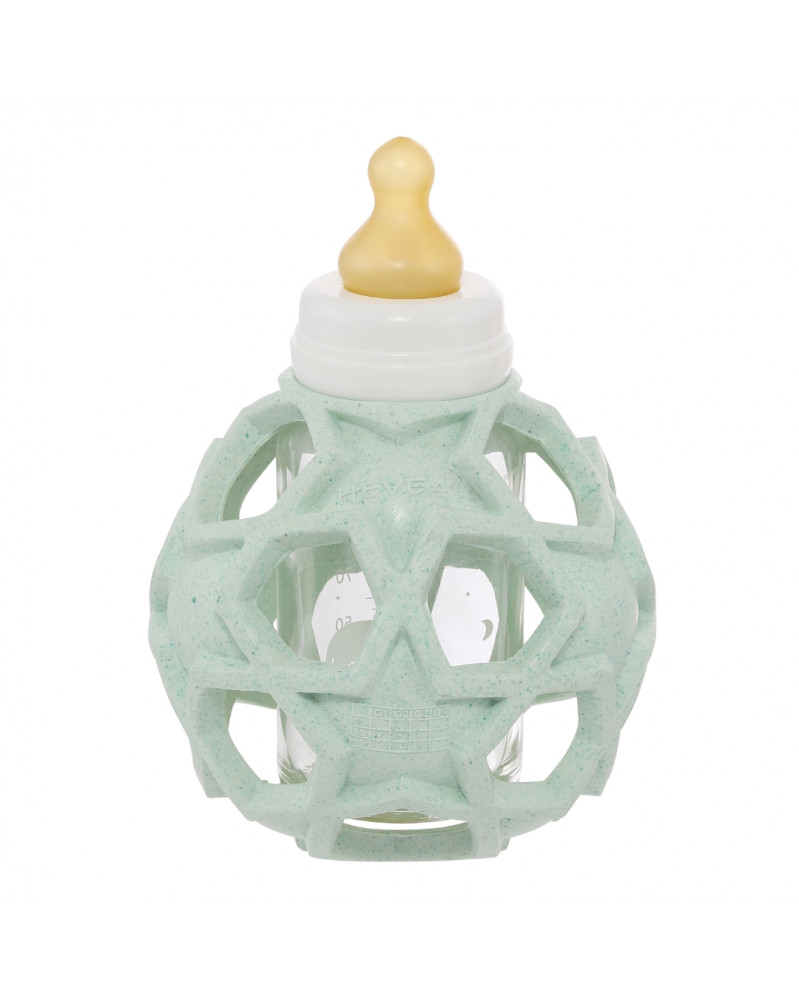 Biberon en verre et caoutchouc naturel avec balle de préhension - vert menthe Biberon en verre et caoutchouc naturel avec balle de préhension - vert menthe