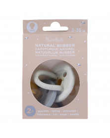 Lot de 2 sucettes rondes en caoutchouc naturel 3-36 mois Hévéa