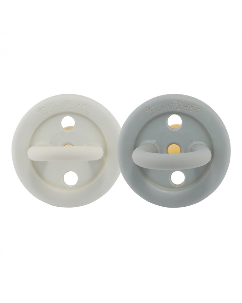 Lot de 2 sucettes rondes en caoutchouc naturel 3-36 mois Hévéa Lot de 2 sucettes rondes en caoutchouc naturel 3-36 mois Hévéa